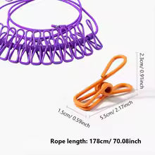 Portable Clothing Rope With Clips